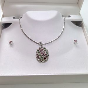 Madani multi color germ charm necklace &earring set